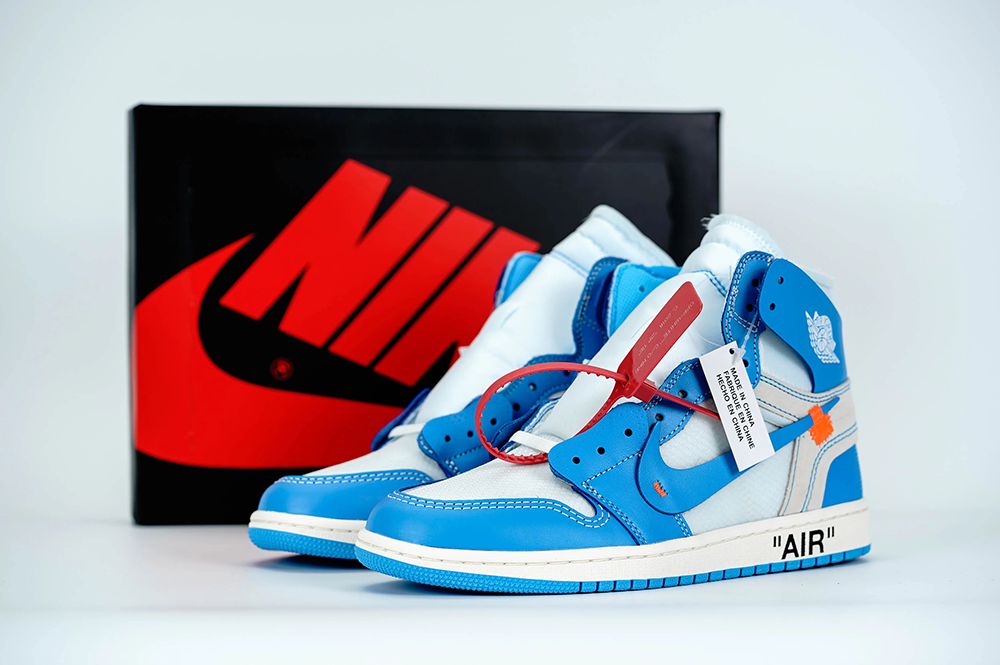 Jordan 1 Off-White Blue “UNC” University Blue Reps - Image 2
