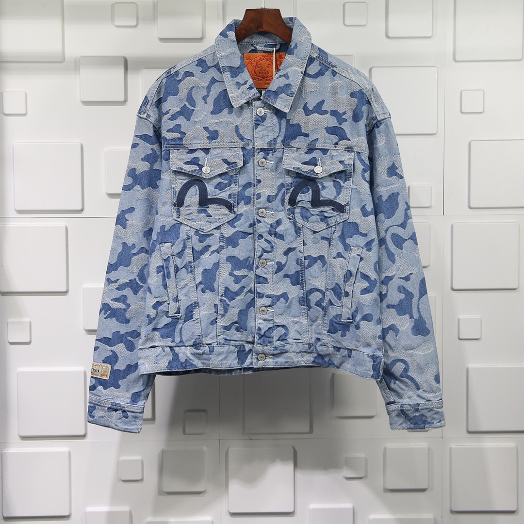 Navy blue camouflage jacquard denim 