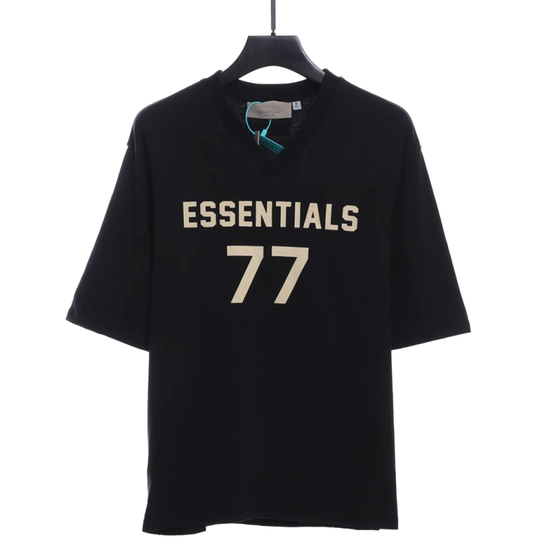 Season 8 Flocked 77 Logo T-Shirt(Beige/Black)
