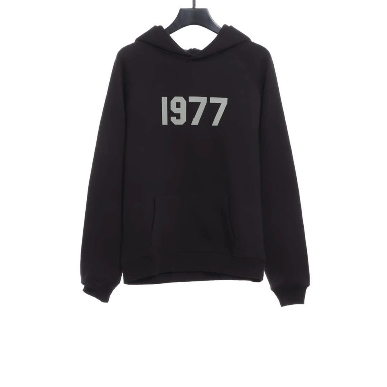 1977 Flocking fleece Hoodie(Black /Green /Grey /Beige)