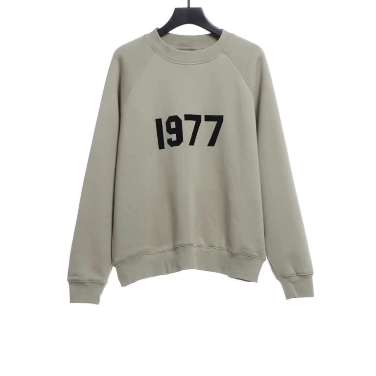 1977 Flocking fleece sweatshirt(Black /Green /Grey /Beige)