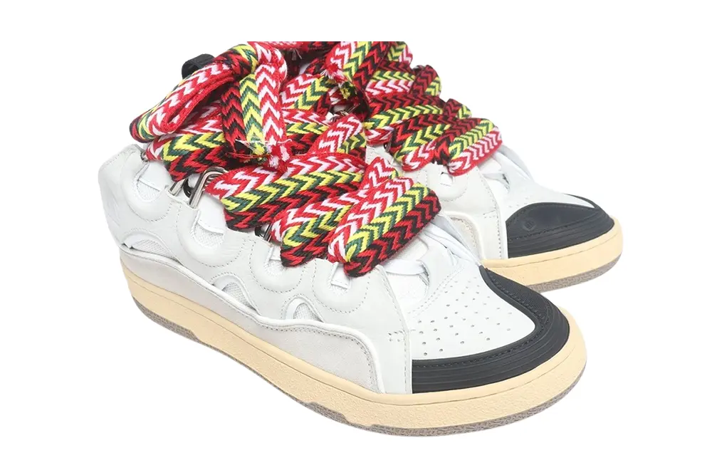 lanvln Curb Leather and Glitter Sneakers 'White' REPS