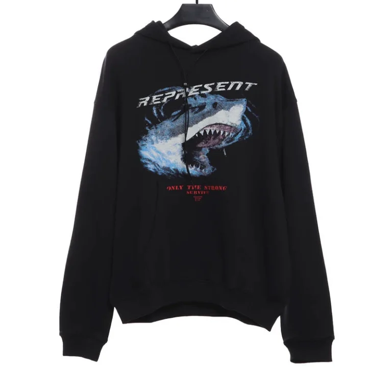 Represent Shark Wash Distressed Destroyed Hoodie