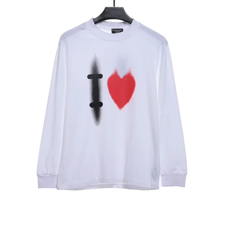 White Ink Heart Long Sleeve T-Shirt