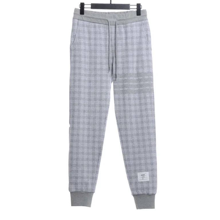 Checked jacquard trousers