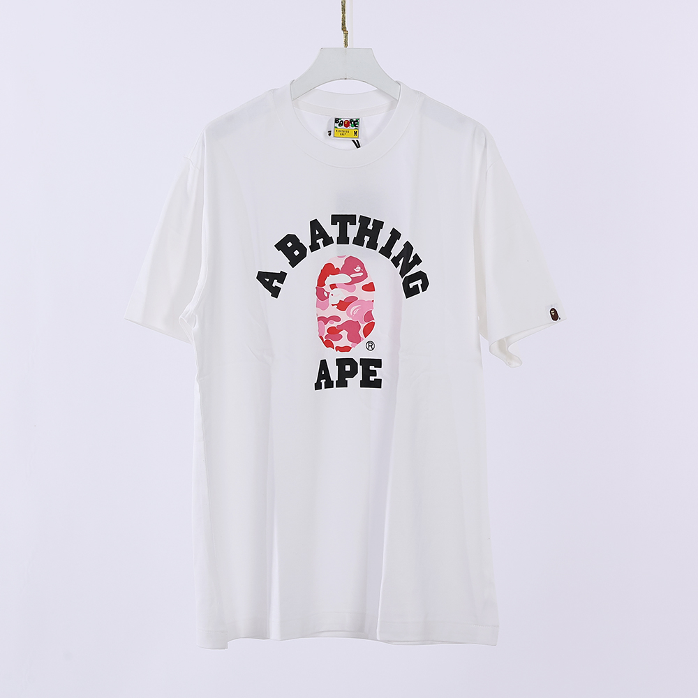 BAPE ABC CAMO COLLEGE TEE MENS - Pink Logo