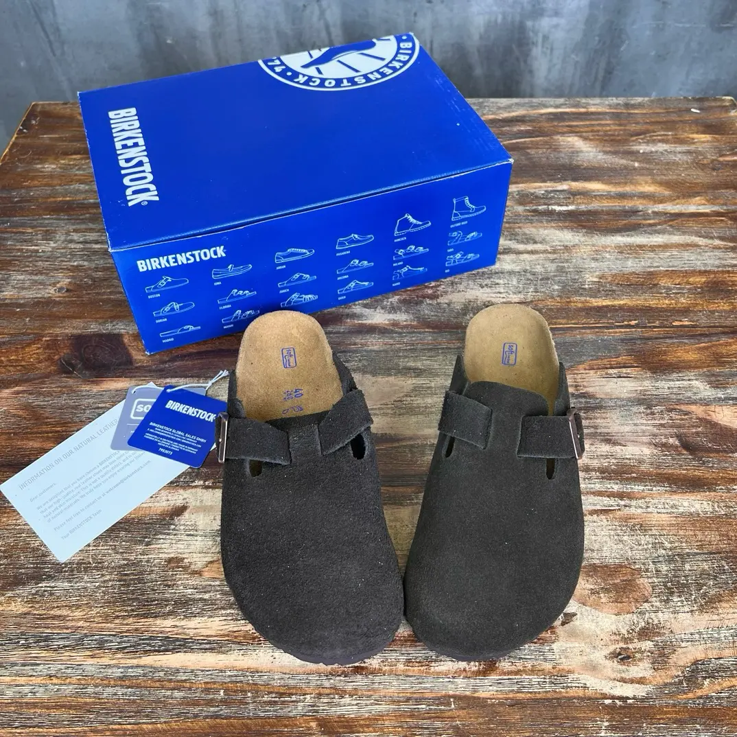 Birkenstock 'Boston Soft' Suede Dark Brown - Image 4