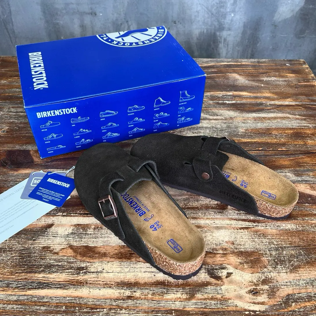 Birkenstock 'Boston Soft' Suede Dark Brown - Image 5
