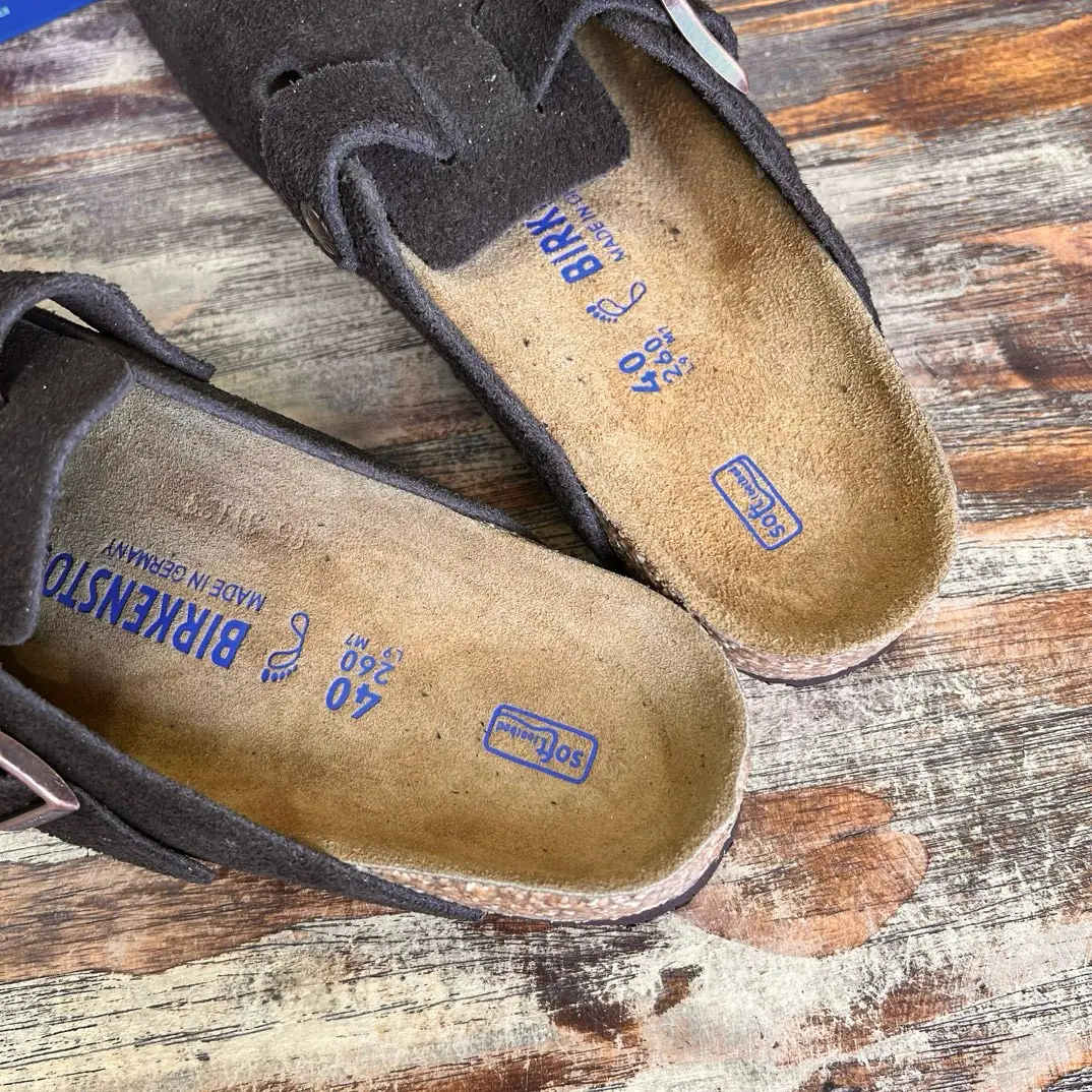 Birkenstock 'Boston Soft' Suede Dark Brown - Image 6