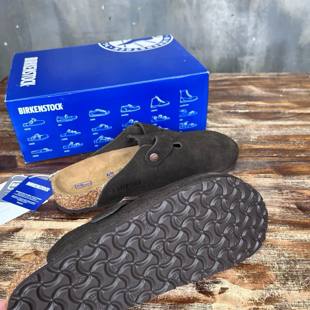Birkenstock 'Boston Soft' Suede Dark Brown - Image 2