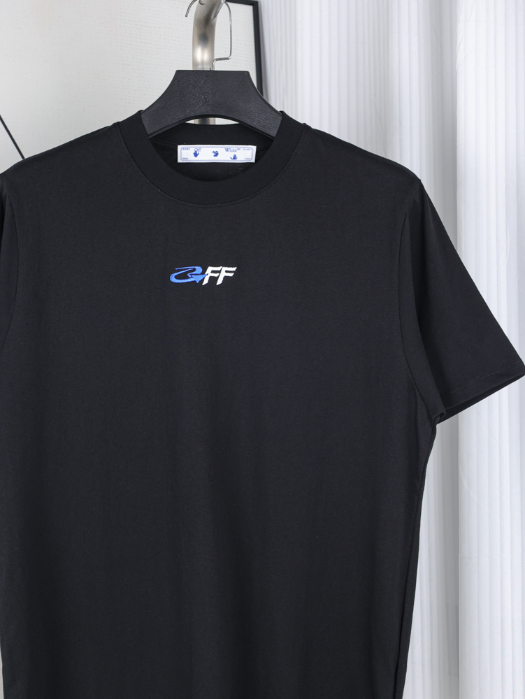 Off-White Blue Arrow Letter Embroidered T-Shirt