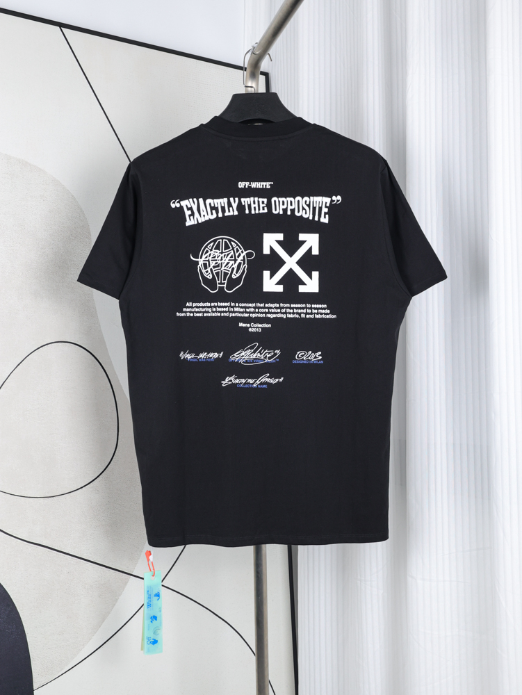 Off-White Blue Arrow Letter Embroidered T-Shirt