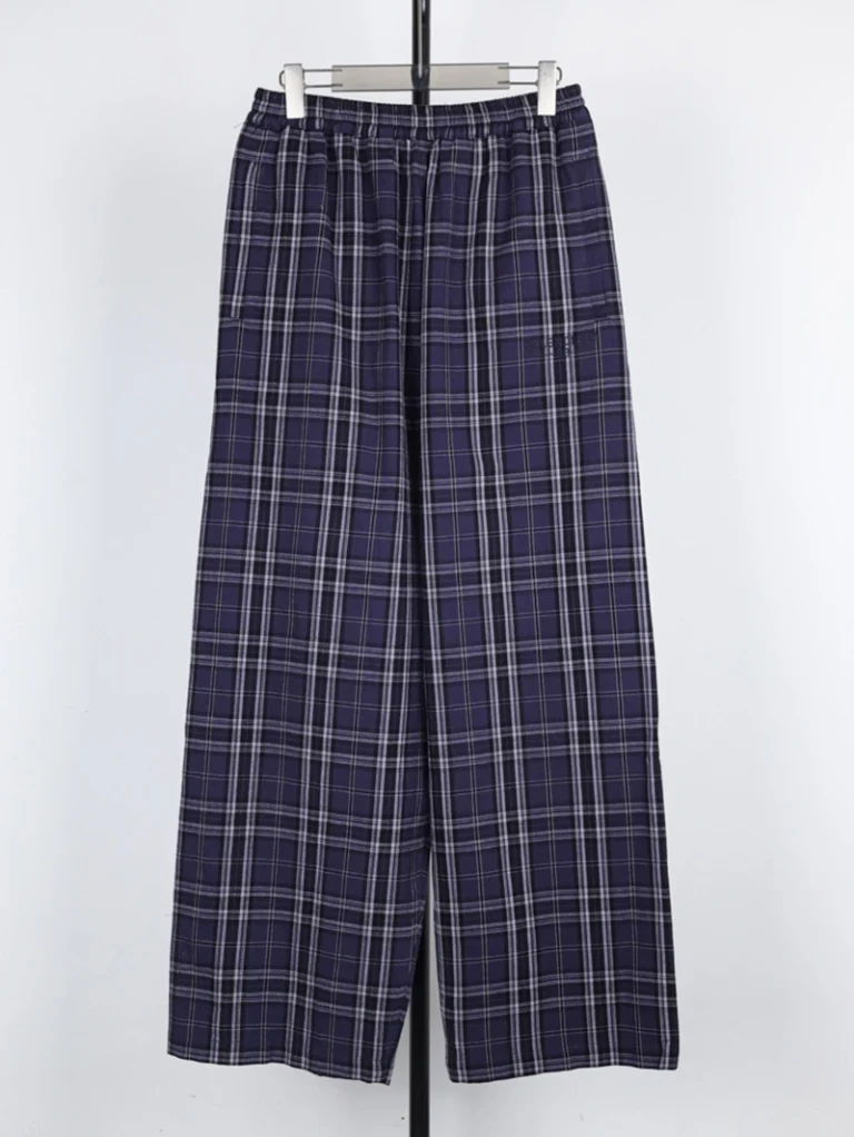 Plaid Counterpoint Embroidered Pants