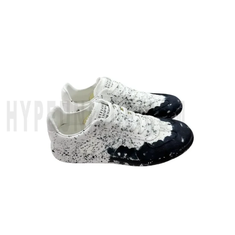 MM6 Replica Low 'Paint Splatter - White Black' Canvas Sneakers