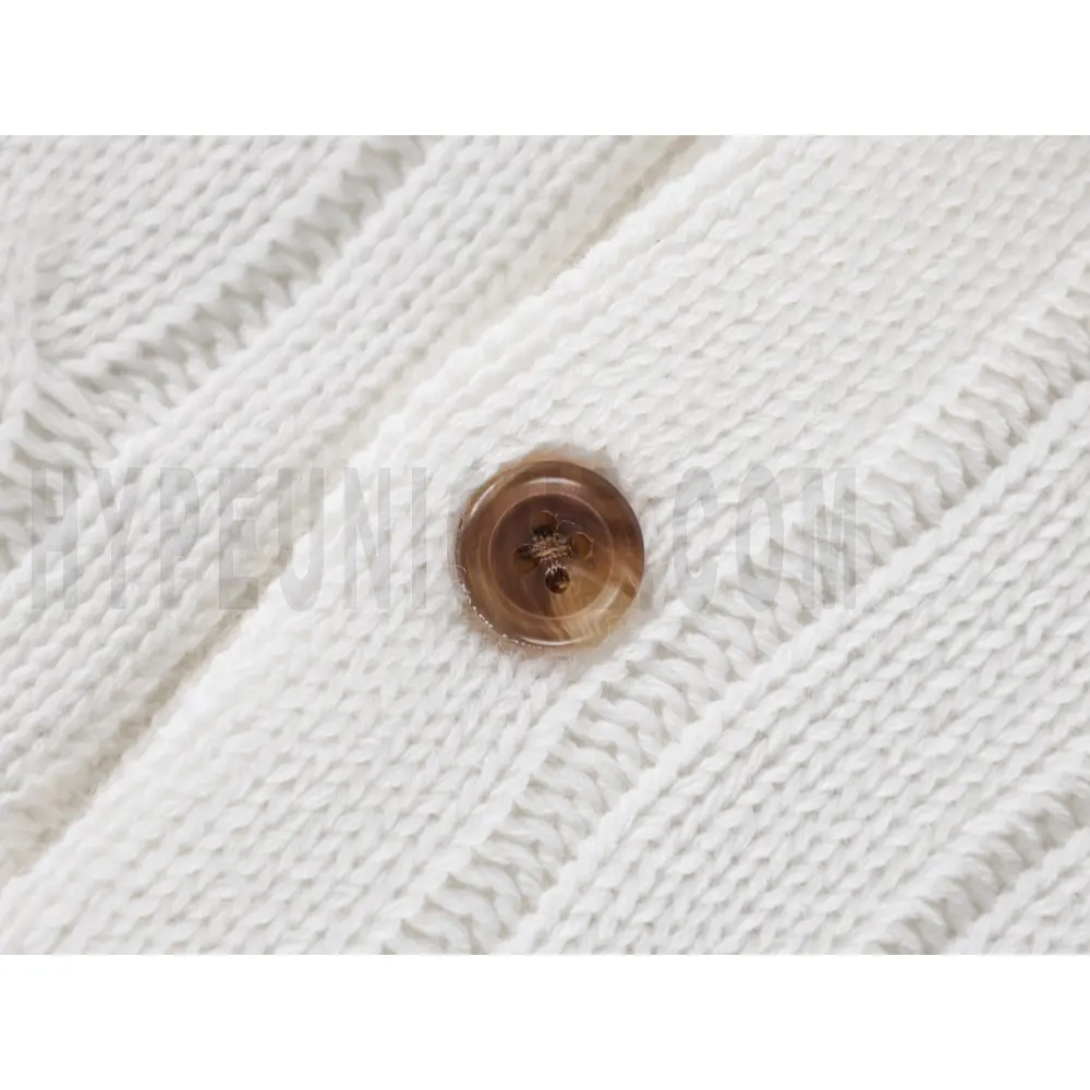 Close-up of button detail on the garment