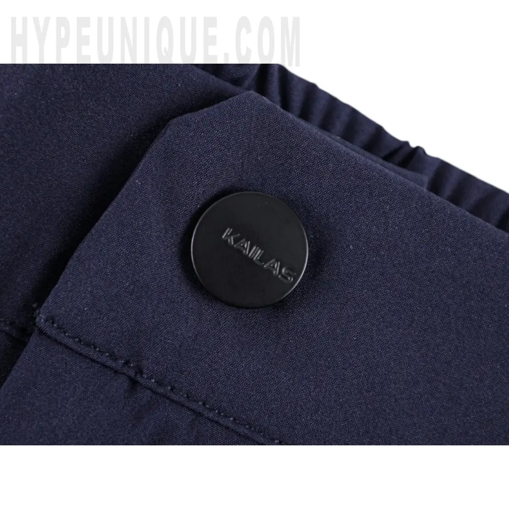 Close-up of button detail on the shorts
