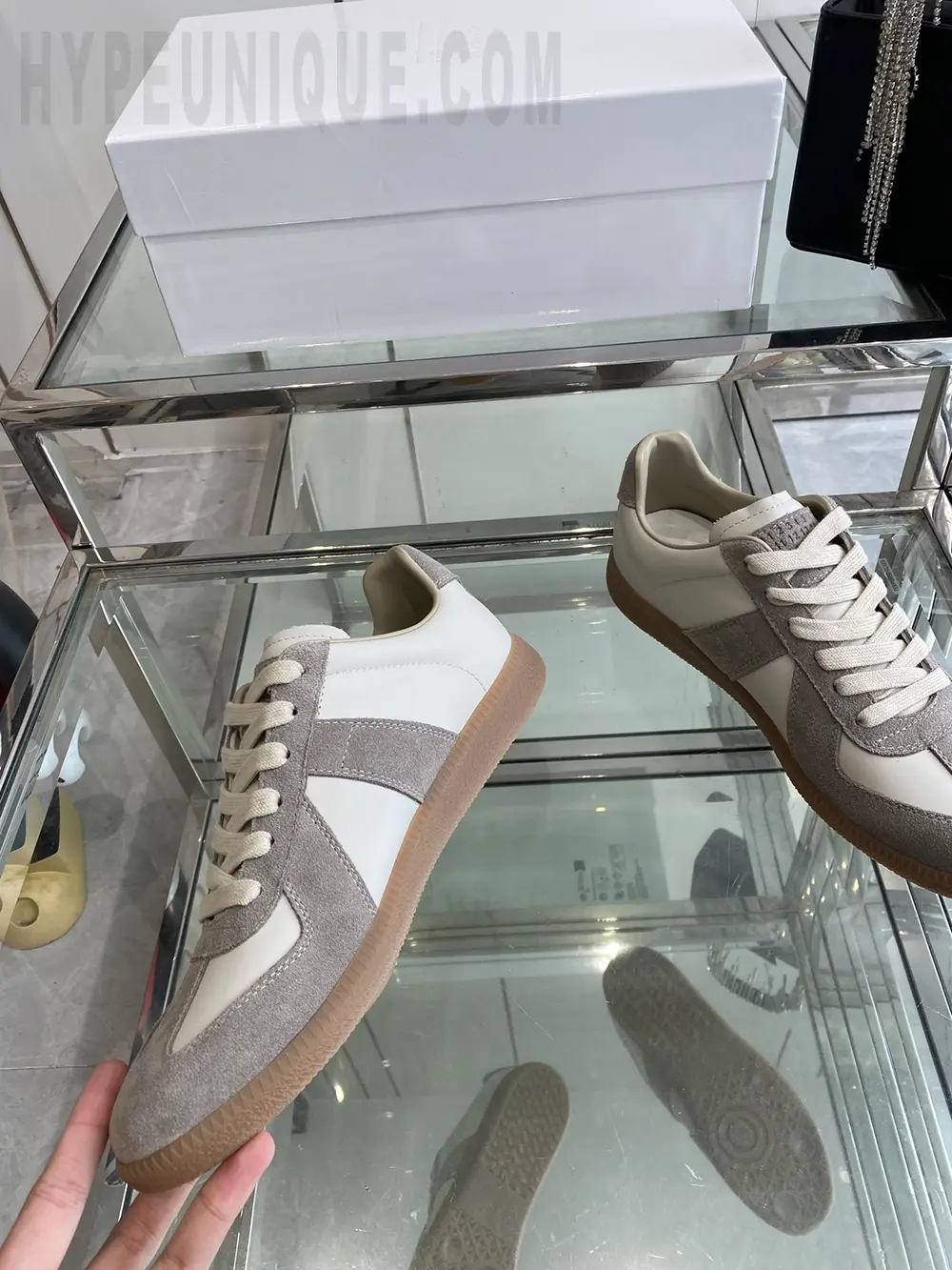 The side of the shoes