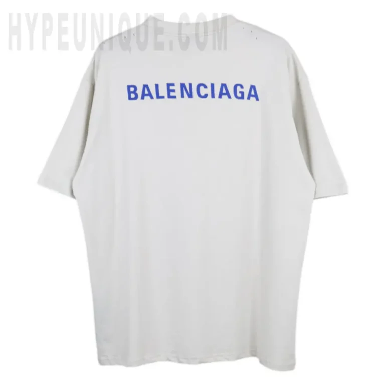 Balenc1@ga Back T-shirt Medium Fit in Dirty White/blue