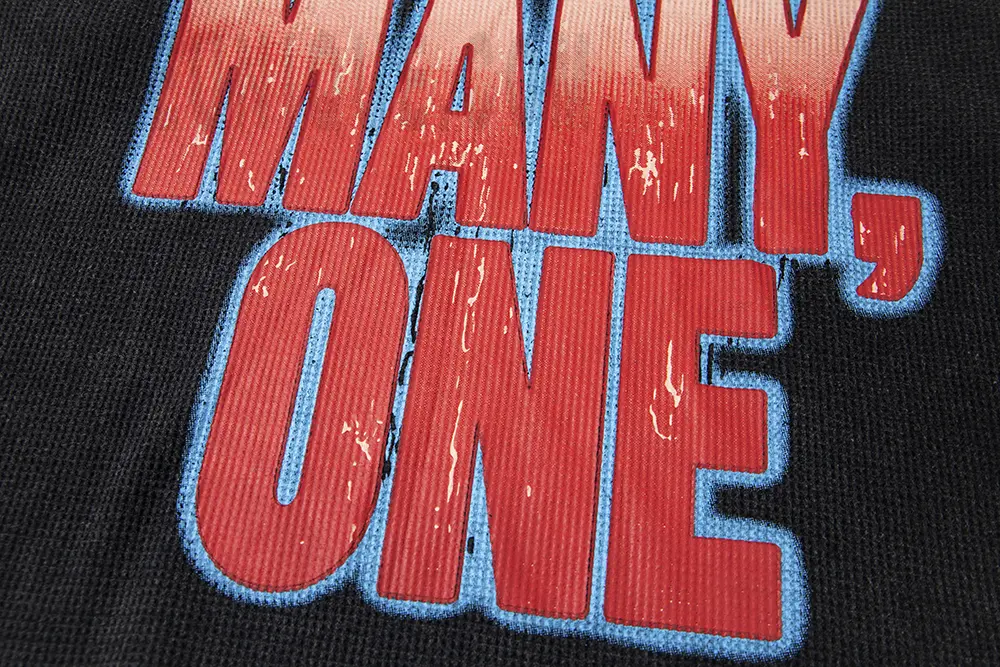 Printed graphic on the back of the clothes