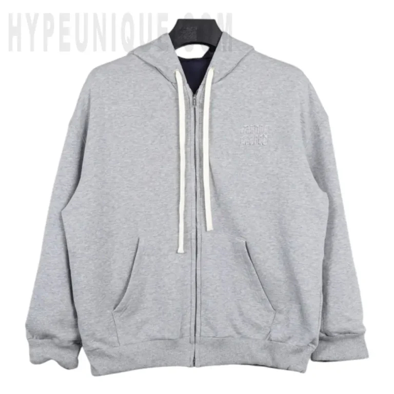 Grey Minimalist Zip-Up Hoodie
