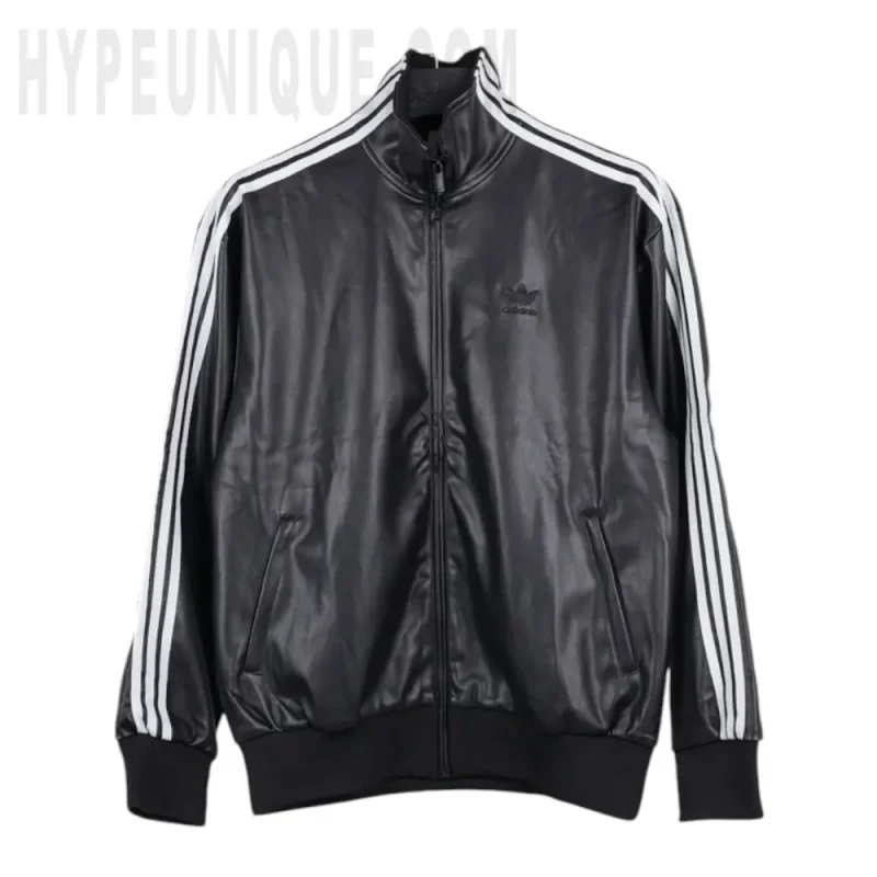 Originals Black Faux Leather Track Jacket