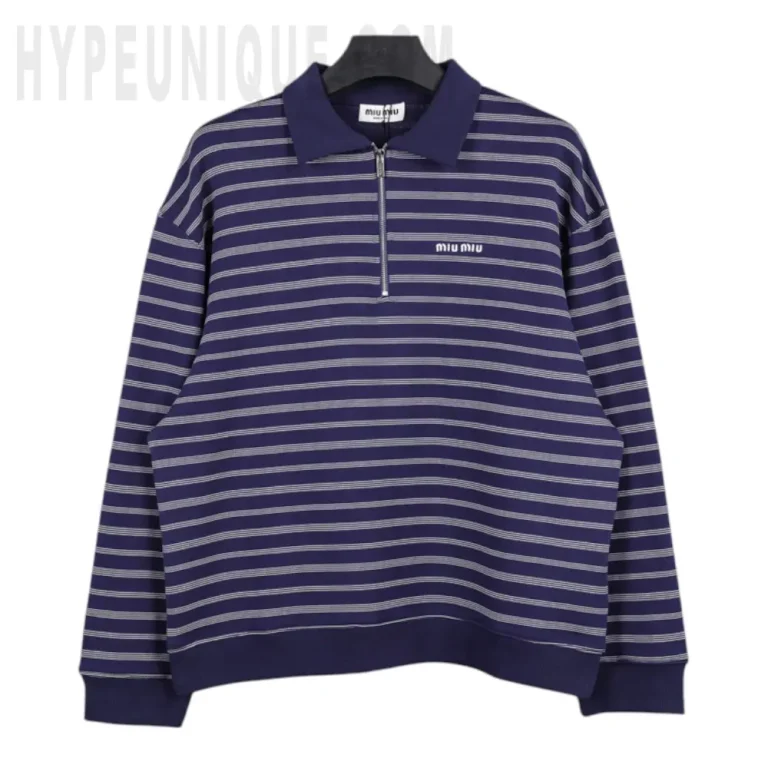 Striped Zipper Polo Shirt