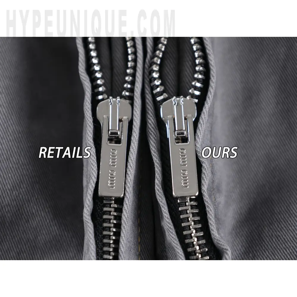 The zipper on the clothes