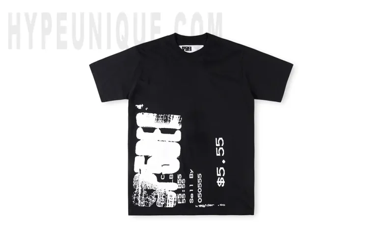 Sp5der Commerce Tee black front elevation view.