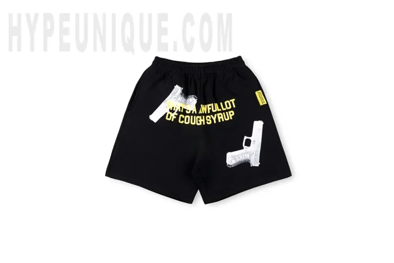 That's A Awful Lot of Cough Syrup Pistol Shorts Black Front View