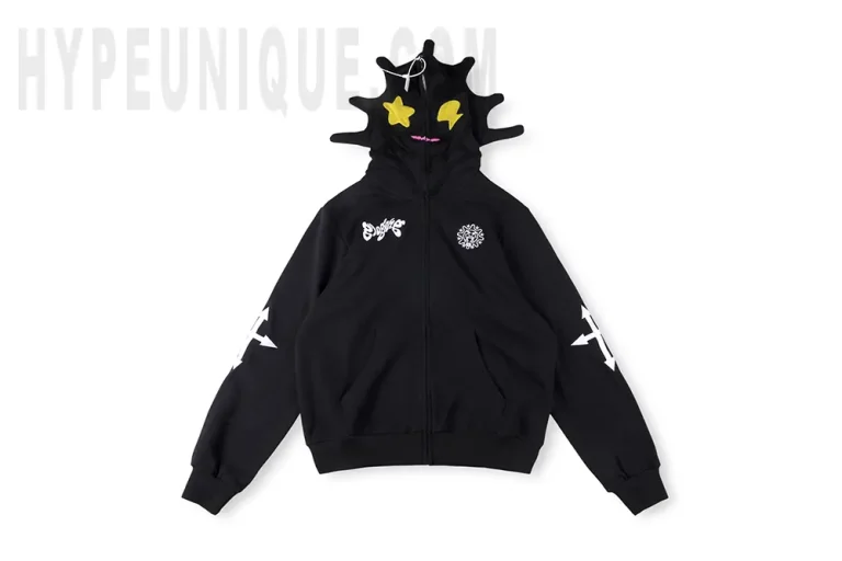 GloGang Four-Way Arrow Hoodie black front view.