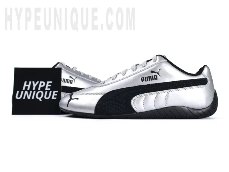 Puma Speedcat ‘Metallic Silver’ paired with the Hypeunique logo.