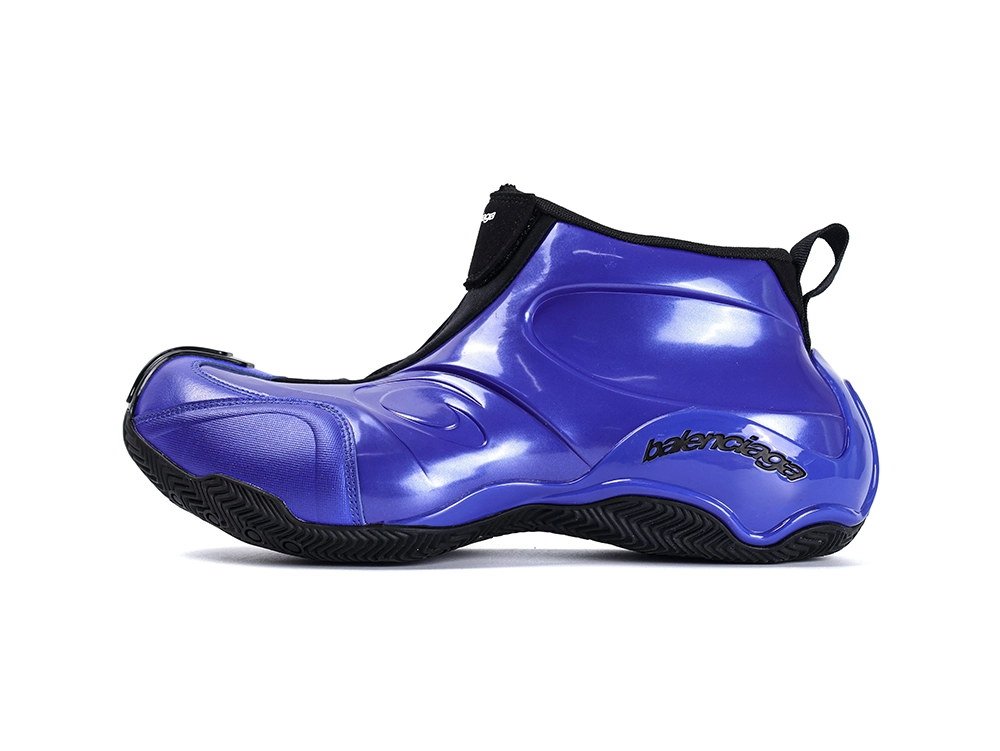 B Basketball Sneaker Metallic Blue Shoe Outer Side
