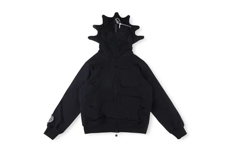 Front view of the Blackout Rhinestone Hoodie (Black)