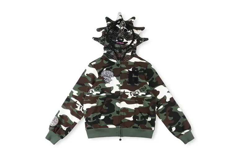 Glory Thorn Full Zip Green Camo Hoodie (Green Front)