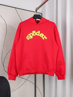 Sp5der OG Logo Hoodie 'Red' Front View
