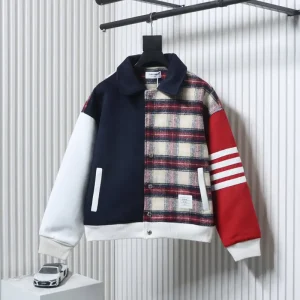 TB Patchwork Plaid Four-Stripe Jacket