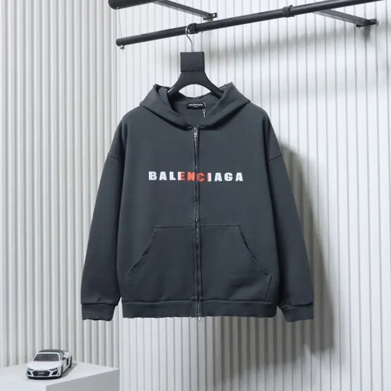 BLCG Colorful Letter Embroidered Distressed Double-Zip Jacket