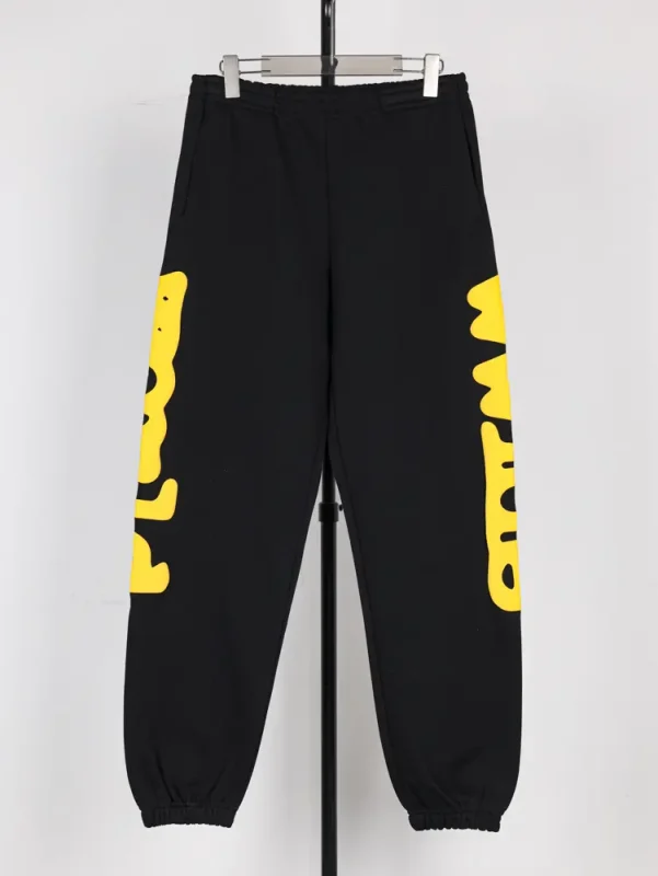 Sp5der Beluga Sweatpants in the Onyx/Yellow