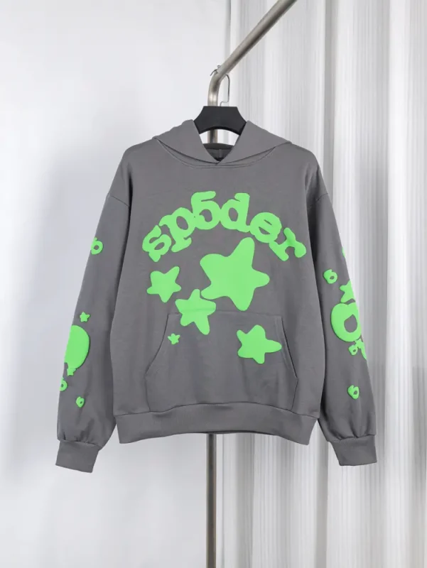 Sp5der x UY SCUTI Hoodie in Grey Green