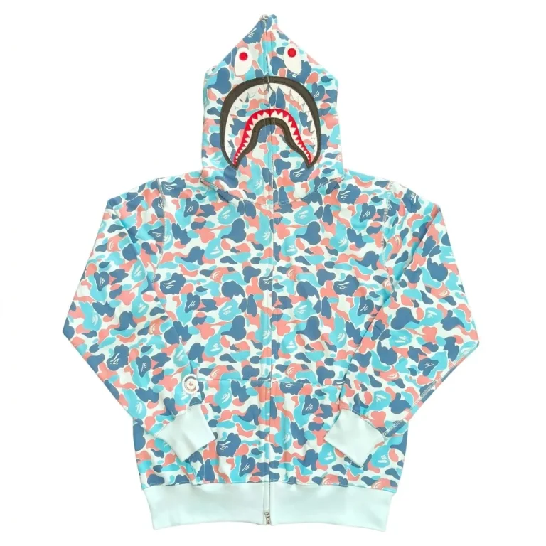 A BATHING APE 1ST CAMO Shark Hoodie color Blue