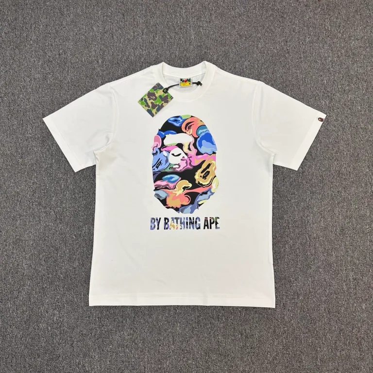 A Bathing Ape Art Camo Ape Head Graphic T-Shirt color White