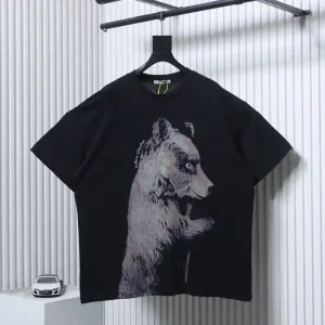 Acne Brown Bear Print Logo T-Shirt
