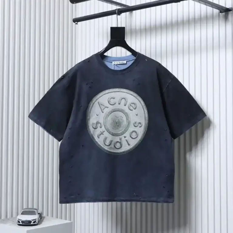 Acne Distressed Sandblasted Logo Print T-Shirt