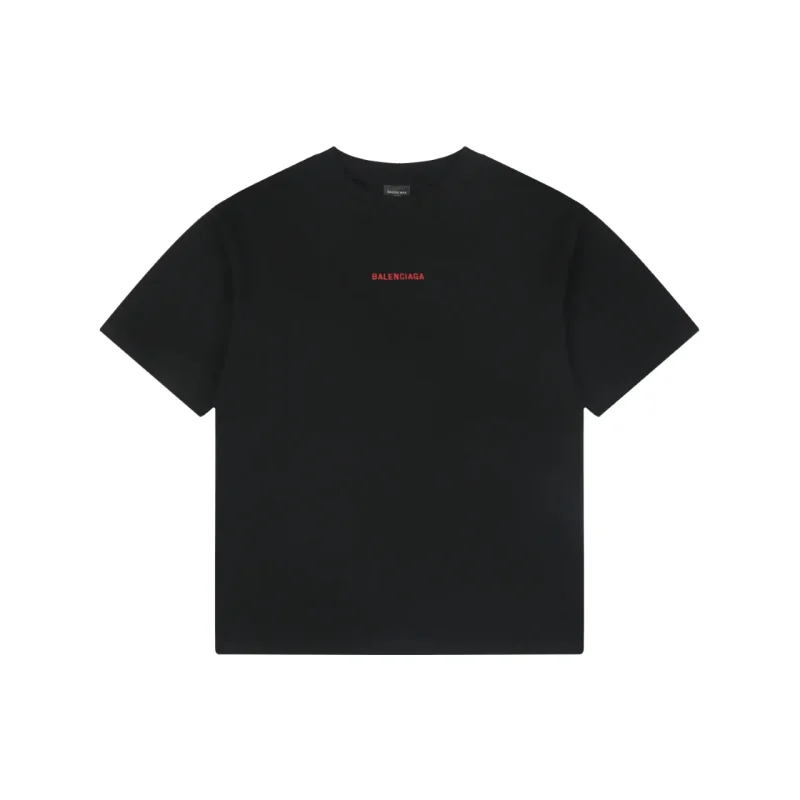 Small Front Big Back Red Logo Cotton T-Shirt