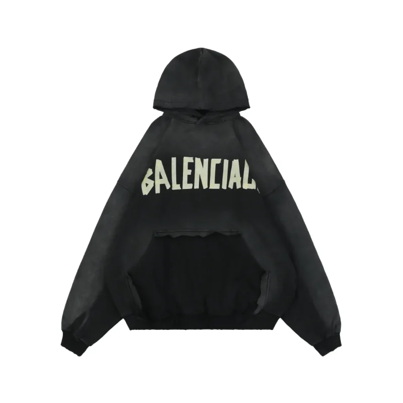 Yellow Tape Print Hoodie
