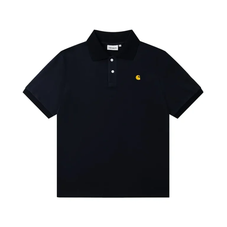 Carhartt Classic Gold Logo Embroidered Polo T-Shirt color Black