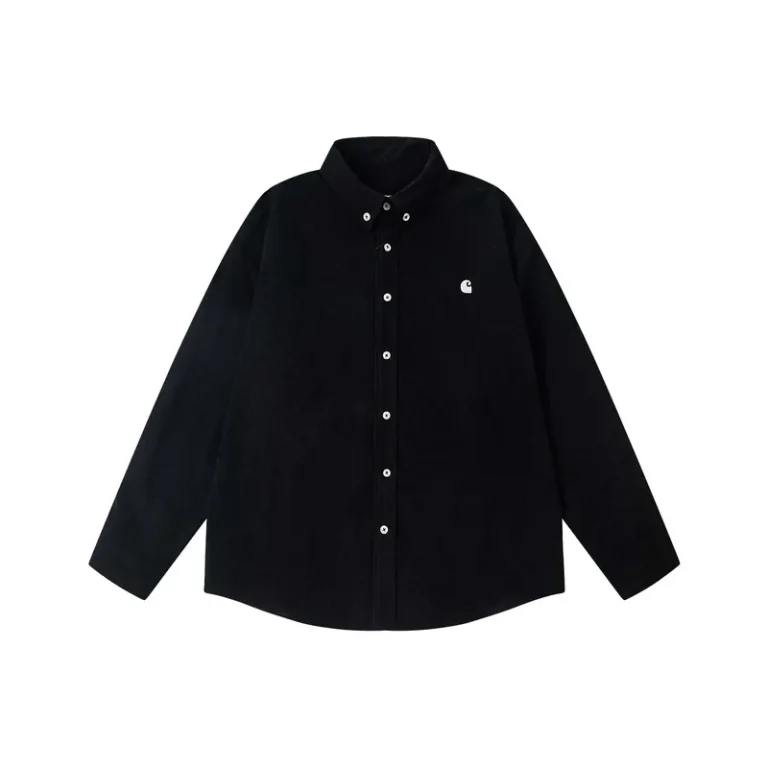 Carhartt WIP Corduroy Logo Embroidery Long Sleeve Shirt color Black