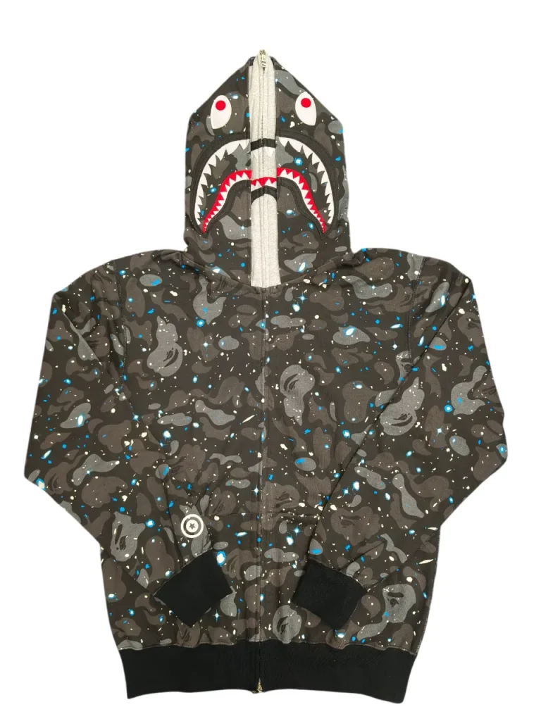 A BATHING APE Space Camo Shark Hoodie Color Green