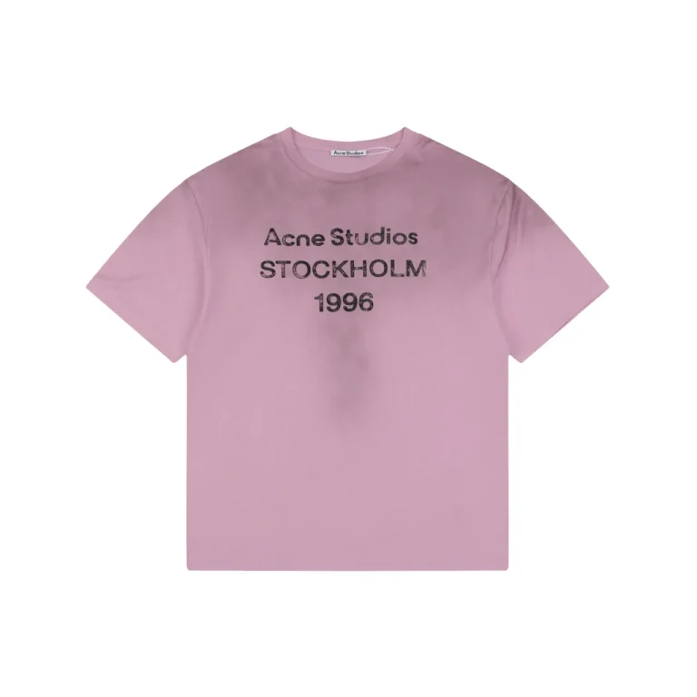 Acne 1996 Mottled Letter Pink T-Shirt