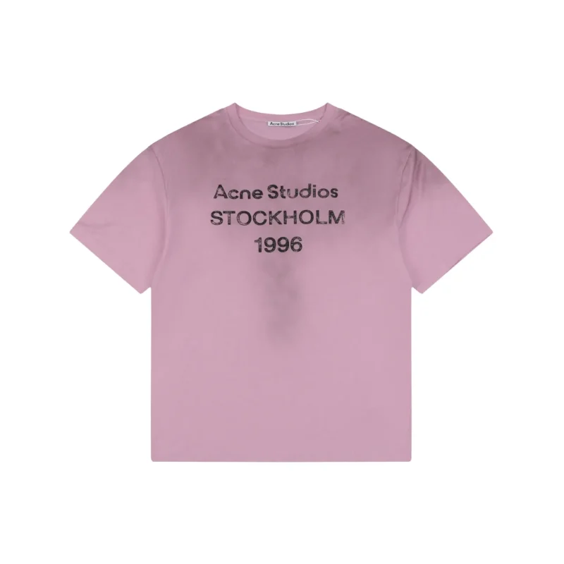 Acne 1996 Mottled Letter Pink T-Shirt